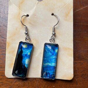 Bundle 3/$12.  Starry Night Inspired Art Jewelry Dangle Earrings